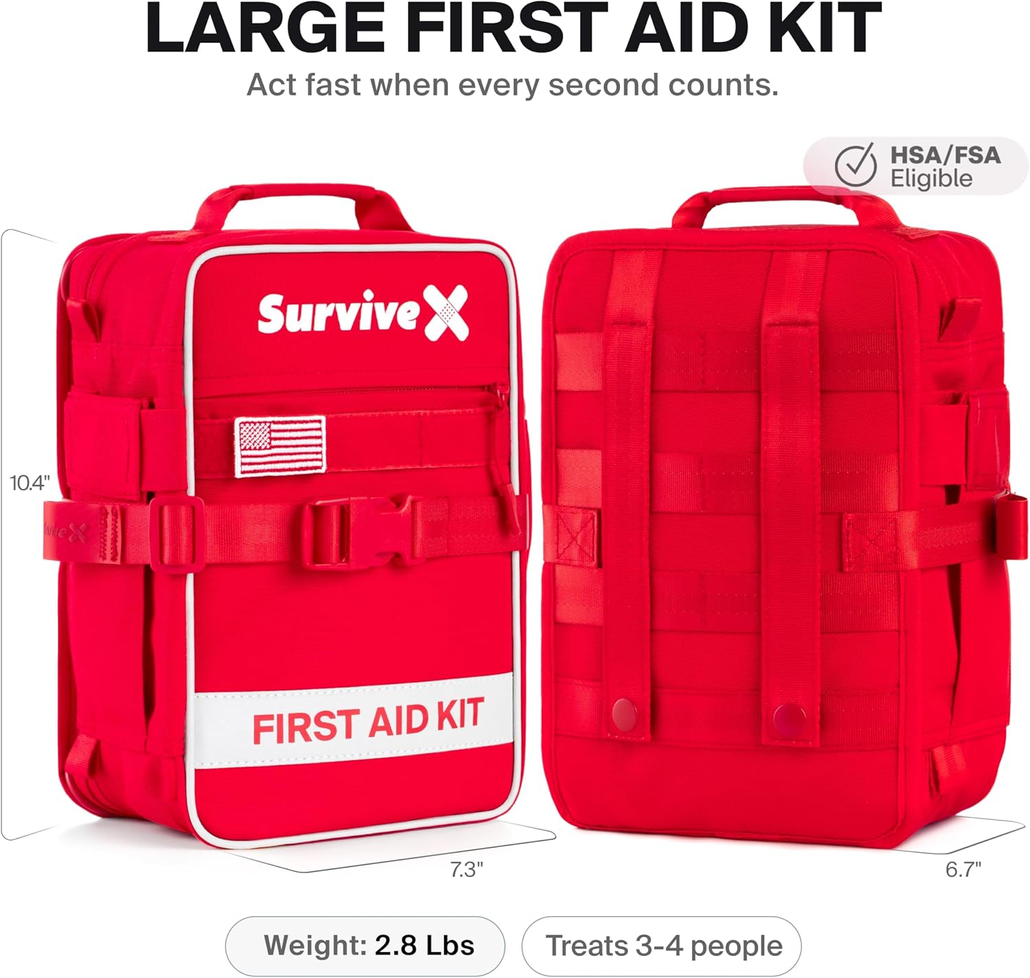 SurviveX Large First Aid Kit, Emergency Kit for 3-4 People - Image 8