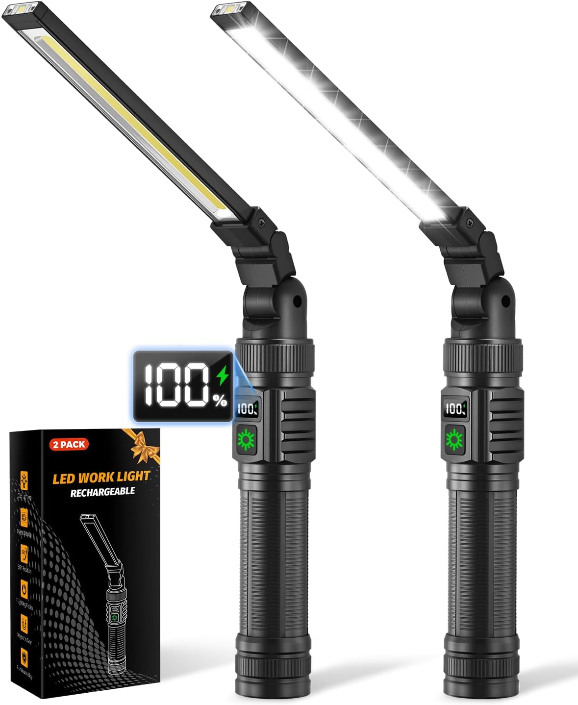 2Pack Magnetic Work Light, Christmas Tool Gifts for Men Dad