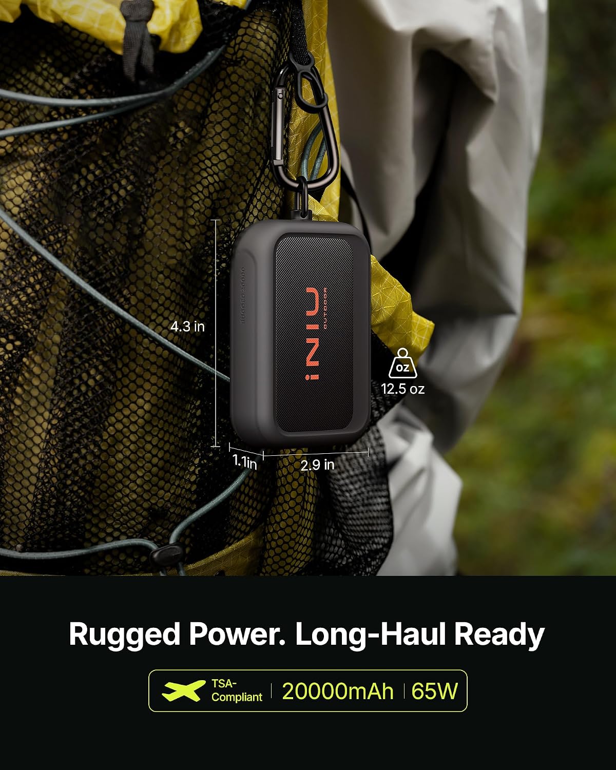 INIU Outdoor Rugged Power Bank, 20000mAh 65W Fast Charging Portable Charger - Image 2
