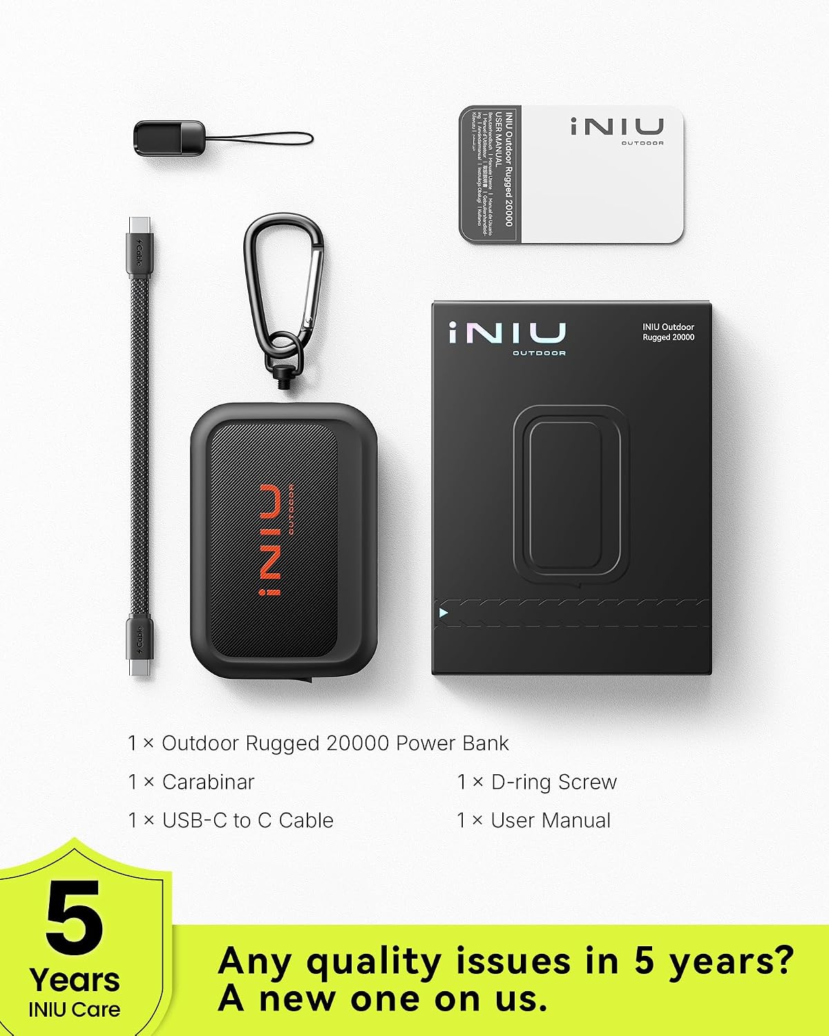 INIU Outdoor Rugged Power Bank, 20000mAh 65W Fast Charging Portable Charger - Image 7